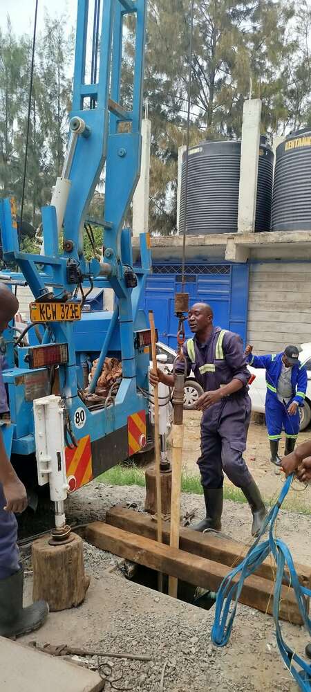 Borehole drilling rig onsite during a SunPem borehole project in Kenya